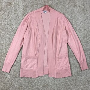 Cielo Cardigan‎ Sweater Womens L Pink Open Front Long Sleeve Boho Hippie Granny